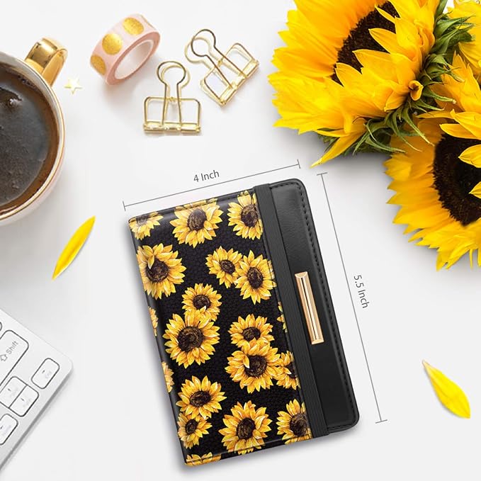 Coco Rossi Passport Holder for Travel Women Slim RFID Passport Cover Wallet | Travel Essentials, Passport Book Holders, Passport Wallet Cover Case, PU Leather, Cute, Thin, Spliced Design, Sunflower