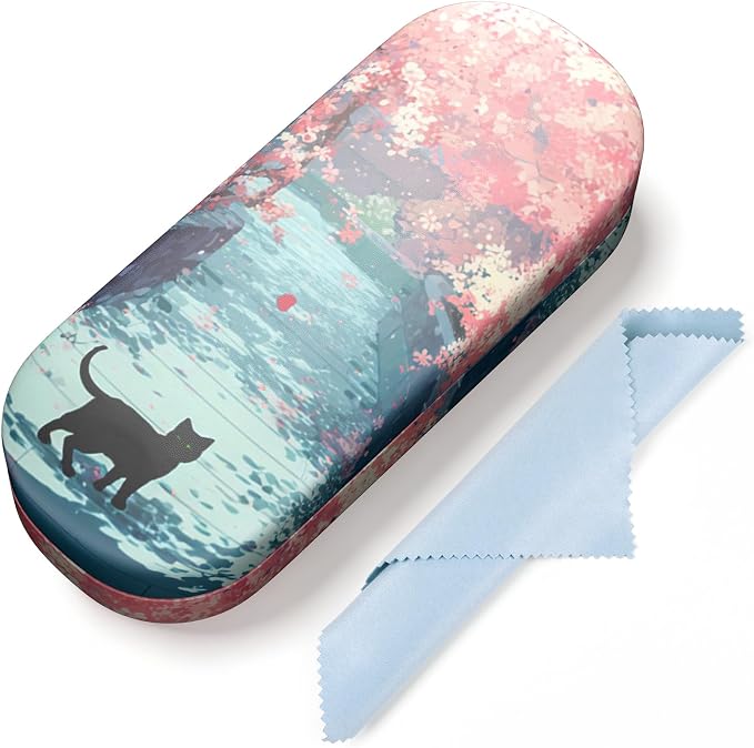Hard Shell Leather Sunglasses Case,Classic Fashionable Cute Large Glasses Case for Women Men,Sunglass Eyeglasses