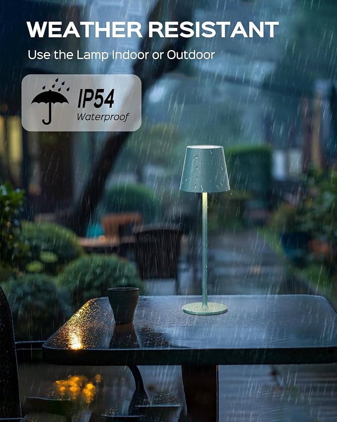 JACKYLED Cordless Table Lamps Rechargeable, 3 Adjustable Height, 5000 Capactiy Operated 3 Colors Smooth Dimming, Portab