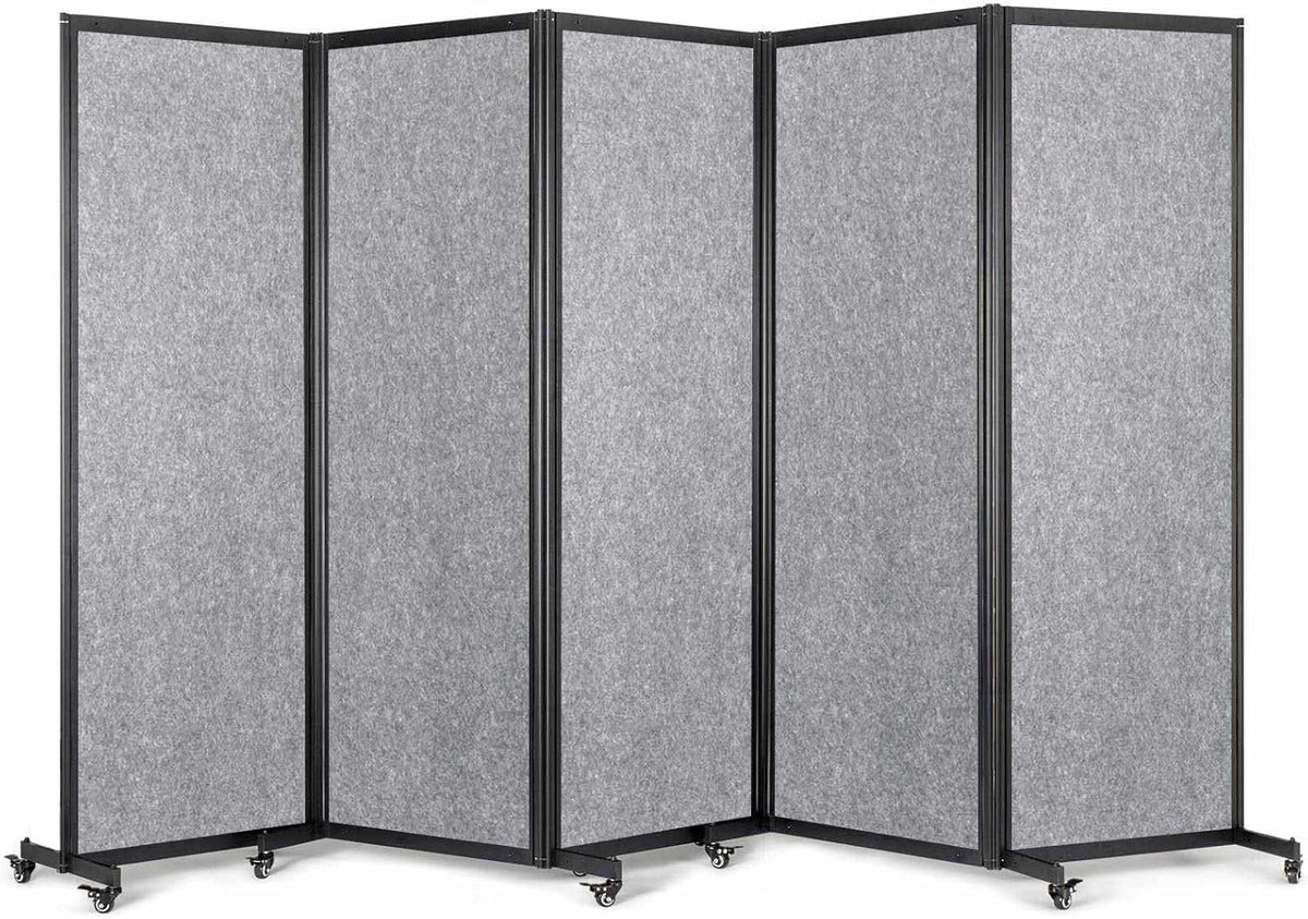 Room Partition,Office Divider,Portable Commercial Screen Dividers,Privacy Partition Separator,Classroom School Dividers,10'6"L* 6'7"H,5 Panel,Light Grey