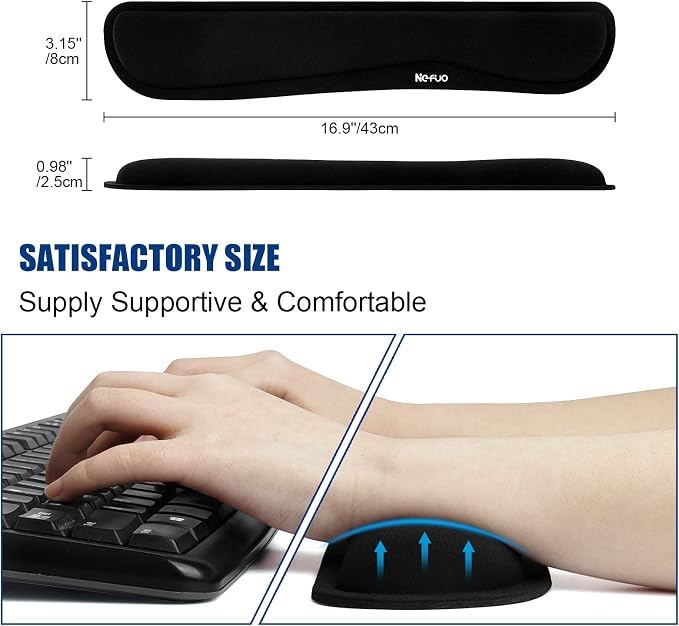 Keyboard Wrist Rest, Gel Memory Foam Keyboard Pad with Wrist Support for Easy Typing & Pain Relief, Comfortable Keyboard Rest Suit for Computer, Laptop, Office & Home (Black)