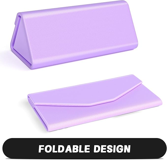 Sunglasses Case, Foldable Glasses Case, Magnetic PU Leather Hard Shell Folding Eyeglass Holder Box, Collapsible Unisex