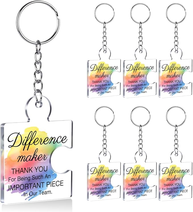 Team Appreciation Gifts Bulk Thank You Keychains for Coworkers | Gift Set for Employee, Staff, Teachers, Teamwork Puzzle Piece Keyring, Acrylic