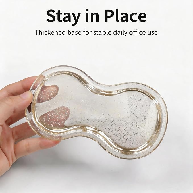 Wrist Rest for Keyboard and Mouse, Ergonomic Mouse Hand Rest Set, Cute Glitter Cloud Keyboard Pad with Wrist Support, Gel Desk Decor Accessories for Office Gaming School (Transparent)