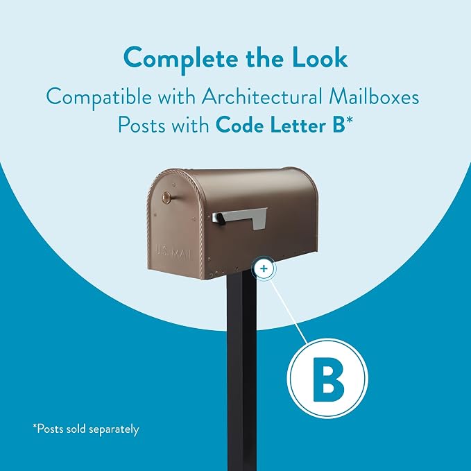 Architectural Mailboxes Edwards™ Weather-Resistant Steel Metal Post Mounted Mail Box for Outside, Bronze, Large Curbside Mailbox, USPS Approved for Residential Delivery