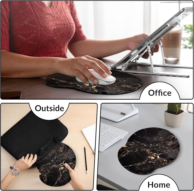 KONVINIT Ergonomic Mouse Pad with Wrist Rest, Small Mousepad with Non-Slip Rubber Base and Smooth Surface, Beach Mouse Pads for Desk, Office Desk Accessories