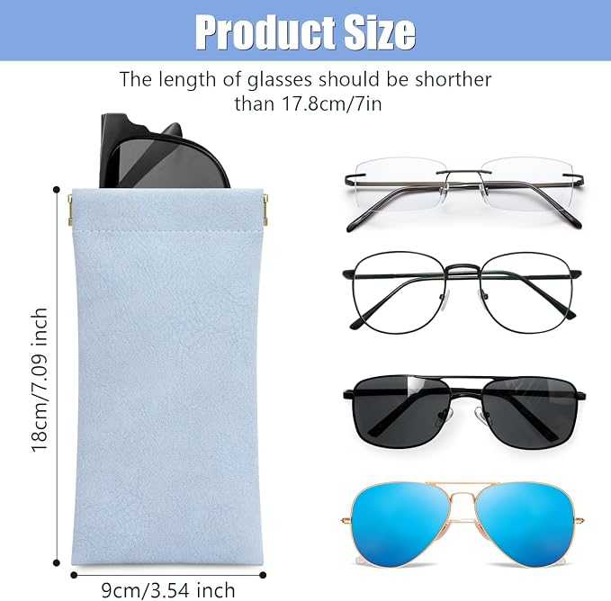 Sightor Sunglass Case, 2 Pcs Soft Eyeglass Cases for Women Portable Squeeze Top Leather Glasses Pouch