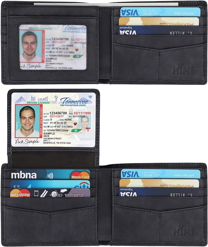 HIMI Wallet for Men-Genuine Leather RFID Blocking Bifold Stylish Wallet With 2 ID Window