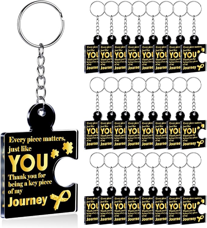 Team Appreciation Gifts Bulk Thank You Keychains for Coworkers | Gift Set for Employee, Staff, Teachers, Teamwork Puzzle Piece Keyring, Acrylic