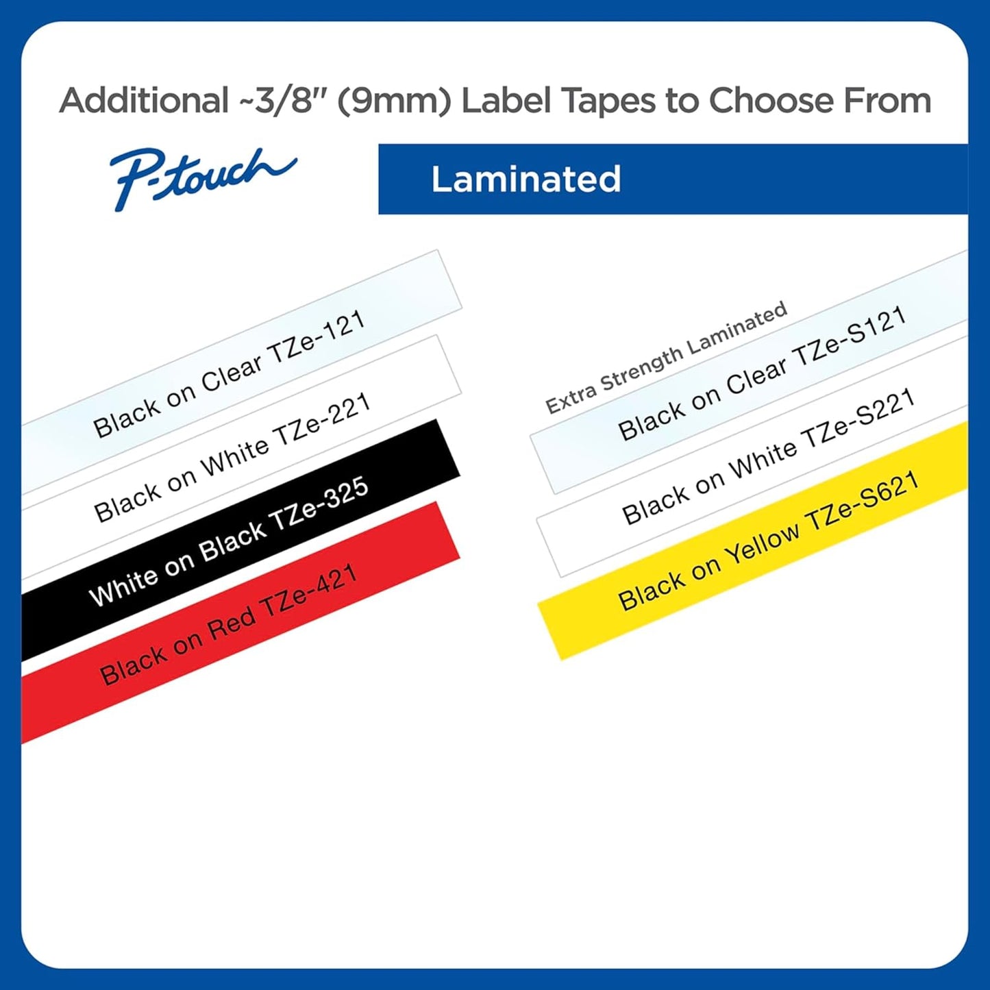 Brother Genuine P-touch TZE-325, 3/8" (0.35") Wide Standard Laminated Tape, White Print on Black Tape, Laminated for Indoor or Outdoor Use, Water-Resistant, 0.35" x 26.2', Single-Pack, TZE325