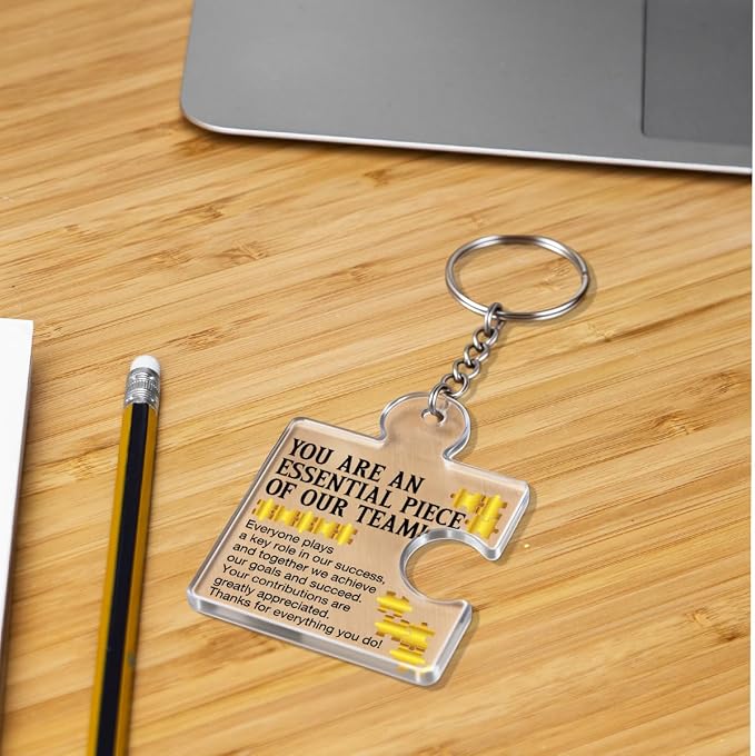 Team Appreciation Gifts Bulk Thank You Keychains for Coworkers | Gift Set for Employee, Staff, Teachers, Teamwork Puzzle Piece Keyring, Acrylic