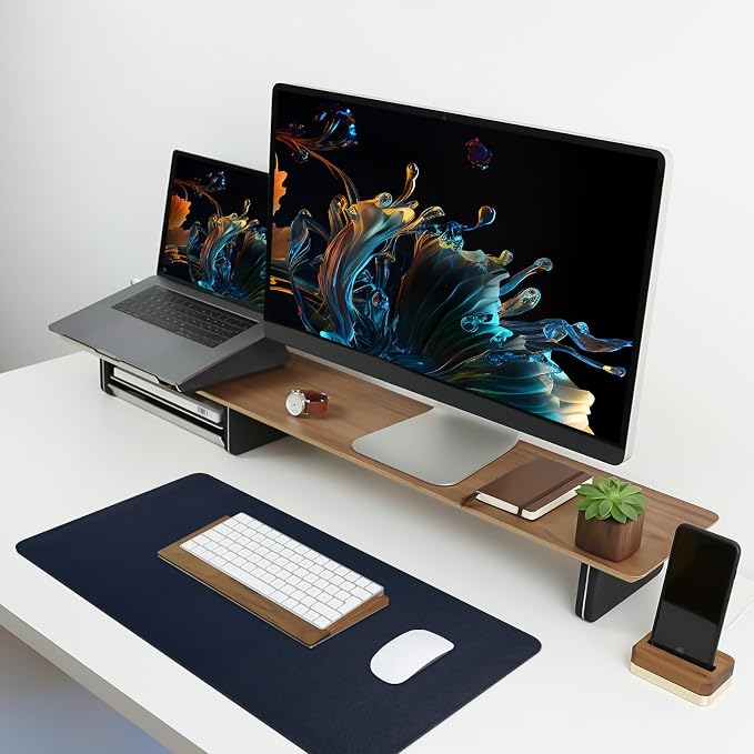Leather Desk Pad Mat, Navy Blue Desk Mat, 23.6" x 13.7" | Non-slip and Waterproof Computer Mat, Desk Protector for Office/Home, Desk Accessories