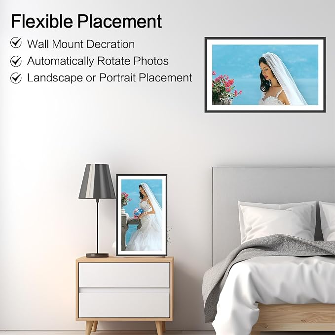 Frameo Digital Picture Frame 15.6 Inch, WiFi Smart Photo Frame with 32GB Storage, 1920x1080 IPS HD Touchscreen, Wall Mount & Tabletop, Share Pictures & Videos Instantly, for Mom