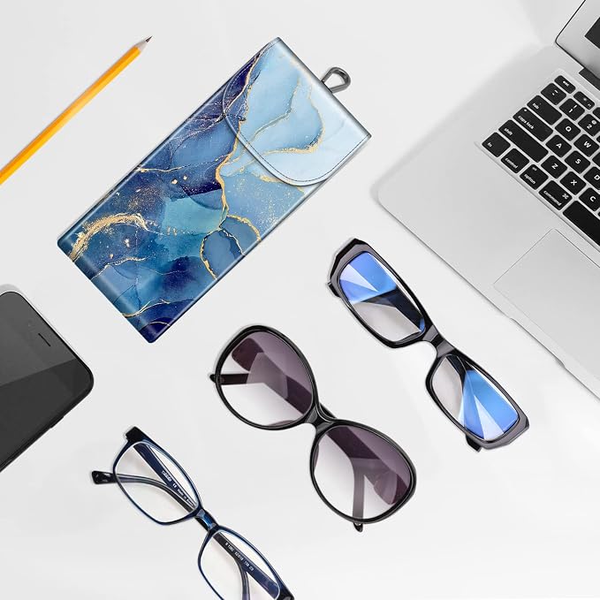 FINTIE Double Glasses Case with Carabiner Hook, Portable Vegan Leather Eyeglass Case Anti-scratch Sunglasses Pouch