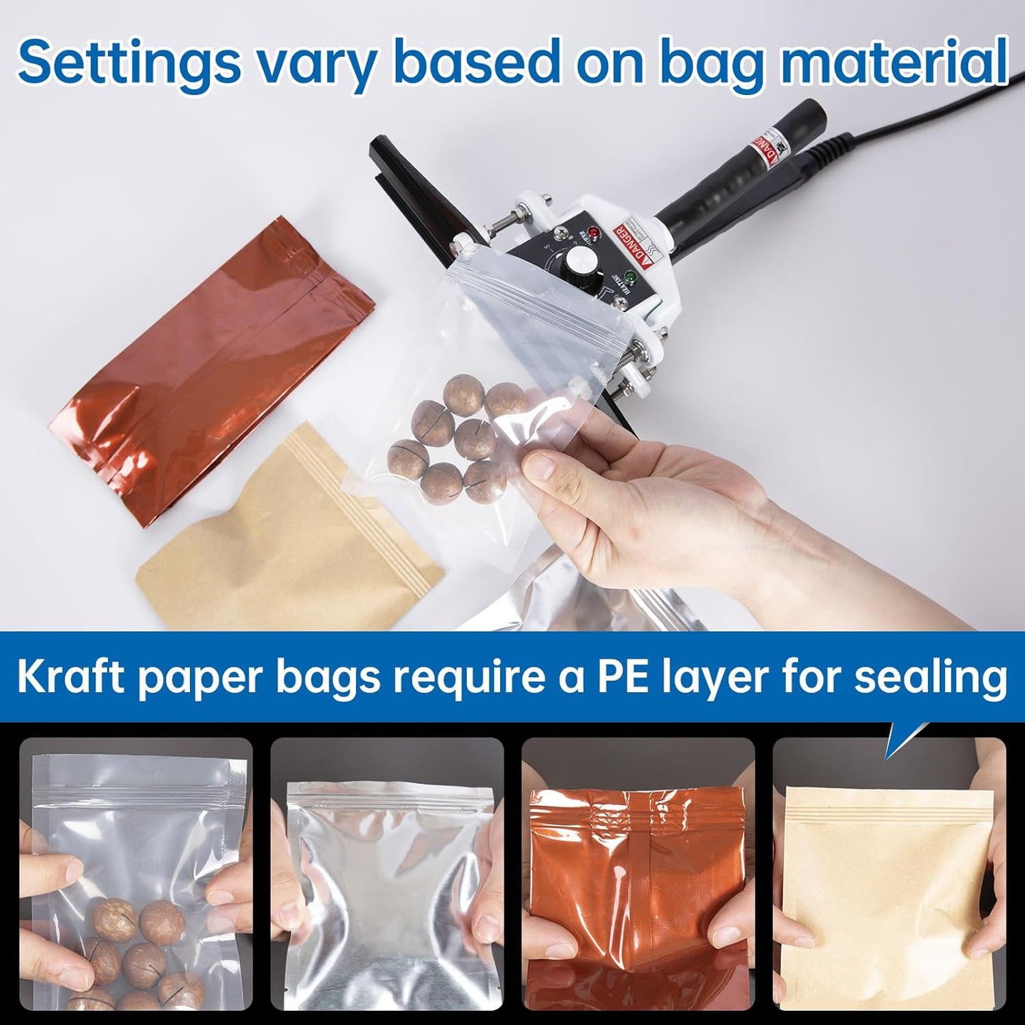 Portable Hand Held Heat Sealer Machine-R-PACK FKR-500, 20 Inches, For Foil Bag, Kraft Bag, Mylar Bag