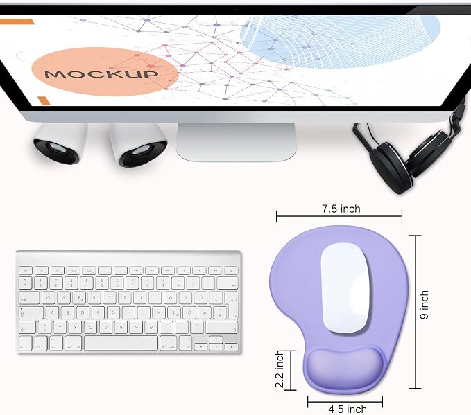JIKIOU Ergonomic Mouse Pad with Gel Wrist Rest 2Pack, Portable Small Purple | Upgraded-Prevent Gel Leakage, Ergonomic Design for Pain Relief, Cooling Gel filled, Smooth Lycra Surface, Non-Slip PU Base