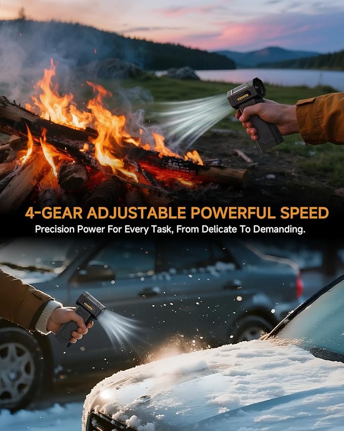 Compressed Air Duster, Electric Air Duster with Upgraded Powerful 40MM Brushless Motor, 4-Gear Cordless Mini Hand Blower with LED Light, 27.75Wh Rechargeable Turbofan for Keyboard, Car, Home, Outdoor