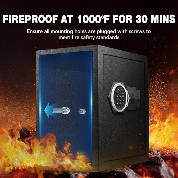 3.2 Cu Ft Large Home Safe Box, Fire Proof Safe with Type-C Port | Steel Security Box with Digital Electronic Keypad, Removable Shelf, Safety Lock Box for Office Documents Money Jewelry Gun