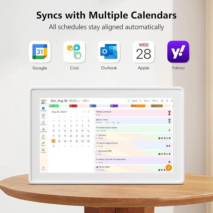 Kinstone 15.6" Digital Calendar, No Subscription Smart Wall Planner, Digital Photo Frame, Interactive Touchscreen Display with Sync for Chore Chart, Meal Planner, Task&Reward, Wall & Desk Mountable