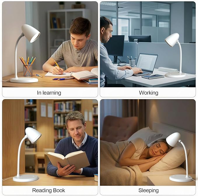 New LED Desk Lamp for Home Office,3 Colors Dimmable Table Lamp | Dimmable Reading Light Compact design fits well on desks and bedside tables,for College Dorm Room,Bedroom Desk Light