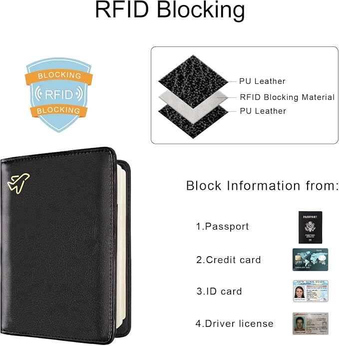 WALNEW Passport Holder for Travel, RFID Passport Cover Wallet for Women Men, PU Leather Passport Book Card Holder Case with Pen, Travelling Essentials for Flying | PU Leather Passport Cover Case with Pen Holder, Travel Must Haves Accessories, Passport ...