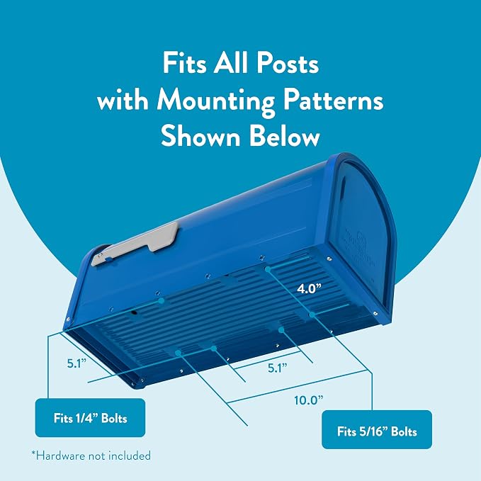 Architectural Mailboxes Chadwick Post Mount Mailbox, Blue, Medium | Galvanized steel build for outside with weather-resistant build and rust-resistant powder-coat finish. USPS approved.