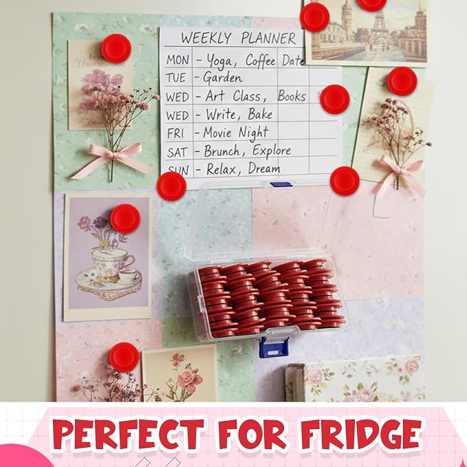 Mini Red Round Magnets Whiteboard Magnets 3 cm Refrigerator Magnet Bulletin Board Decorations for Classroom Home Supplies Chalkboard Wall Office Decoration