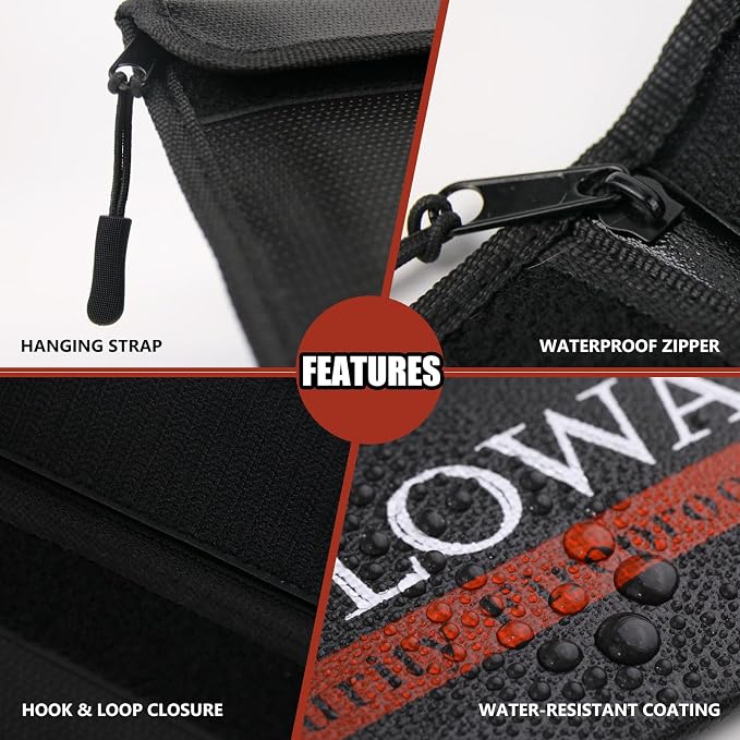 Fireproof Bag (9.6 x 6.6 inches) 5200℉ Heat Insulated, Fireproof Money Bag with Zipper for Cash (2-Pack Black)