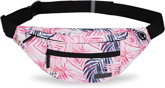 MAXTOP Large Fanny Pack for Women Waist Bag for Casual Festival Gifts | Large Capacity, 4-Zipper Pockets,Polyester,Lightweight,Idea for Hiking Traveling Outdoors Running Workout Casual
