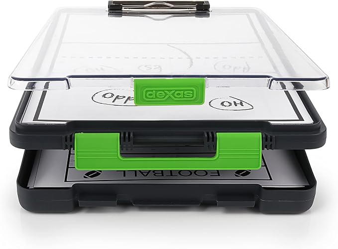Dexas Clearview Clipcase clipboard13.75 X 9.5 in, Green. See Papers Clearly Outdoors, Stay Organized and Dry. Ideal for Coaching, Teaching, homeschooling, Art, Trades, and Medical pros (Pack of 6)
