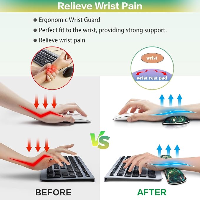 Mouse Pad Anime Mouse Pad with Wrist Rest | 4-in-1 XXL Large Desk Mat Kawaii Mousepad with Gel Wrist Support Keyboard Wrists Rest Coaster, Ergonomic Gaming Cat Desk Pad