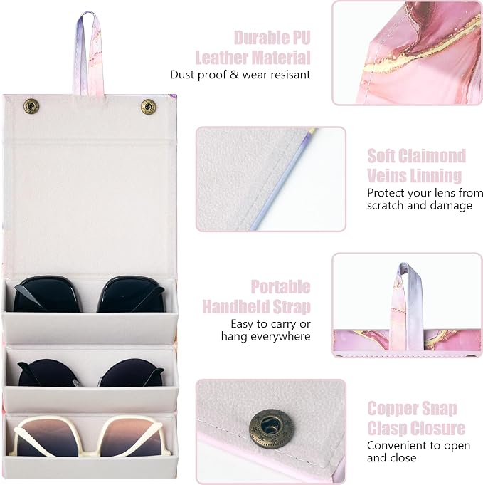 Sunglasses Travel Case,Foldable Eyeglasses Case, Portable Multiple Glasses Case for Women Men Girls