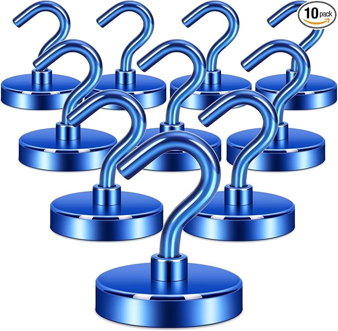 Neosmuk Magnetic Hooks, Heavy Duty 130lb+ Strong Magnet Hook for Cruise Cabins, Cruise Essentials 2026 for Hanging, Metal Wall Refrigerator Hangers (Navyblue, 10 Pack)