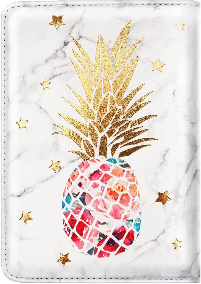 Coco Rossi Passport Holder for Travel Women Slim RFID Passport Cover Wallet | Travel Essentials, Passport Book Holders, Passport Cover Case, PU Leather, Cute, Thin, Spliced Design, Pineapple