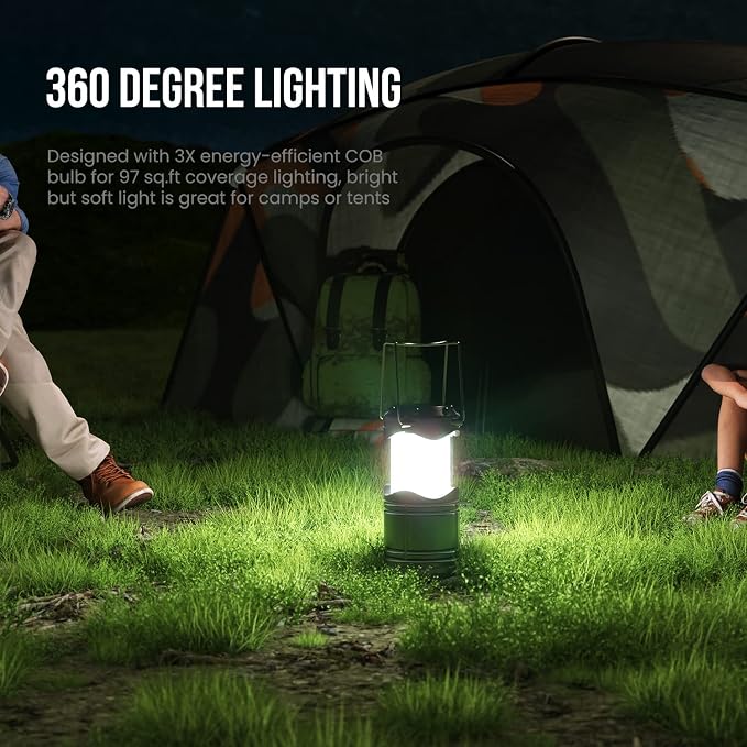 Lichamp LED Camping Lantern, 4 Pack Battery Powered Flashlight for Power Outages, Portable Collapsible Hanging Light Essential for Home, Outdoor, Emergency Lamp Survival Kit Gear for Hurricane, Black