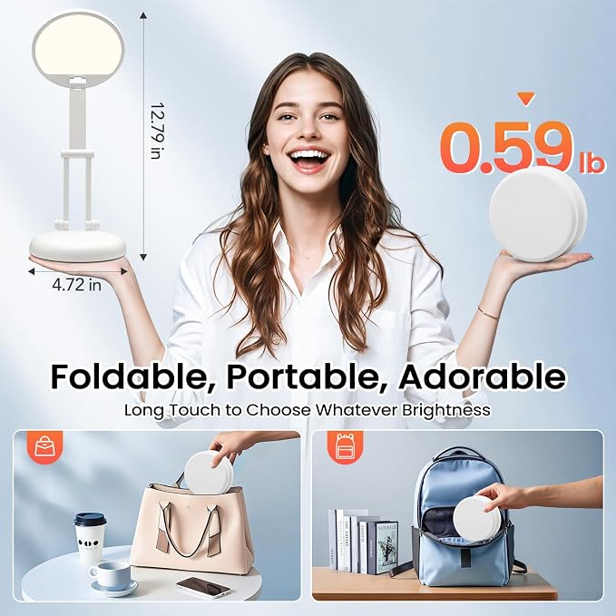 One Fire Rechargeable Table Lamp, 3600mAh Battery Operated Lamp Dorm Lamp | Cordless Lamp,10 Brightness,Portable,Small Size,Foldable,6-288h Endurance,Touch Control, Reading,Travel,Office,Nail,Emergency