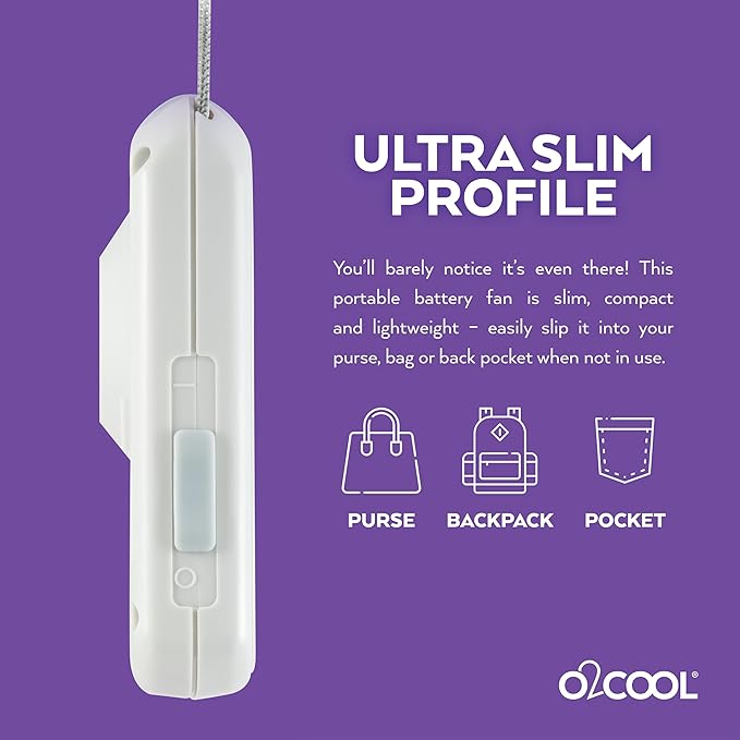 O2COOL Healthcare Wearable Necklace Fan 3.5 in Antimicrobial Ivory | Yes