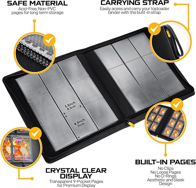 X PRO Top Load Card Binder - Compatible with Top-loading Card Cases - Fits 252 | 20 Premium Loaders Included | 9-Pocket Ringless Double-Sided Pages | Storage for TCG & Sports Cards (Frost White)
