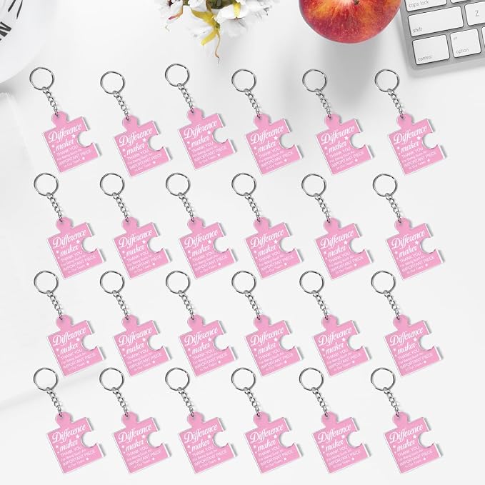 Team Appreciation Gifts Bulk Thank You Keychains for Coworkers | Gift Set for Employee, Staff, Teachers, Teamwork Puzzle Piece Keyring, Acrylic