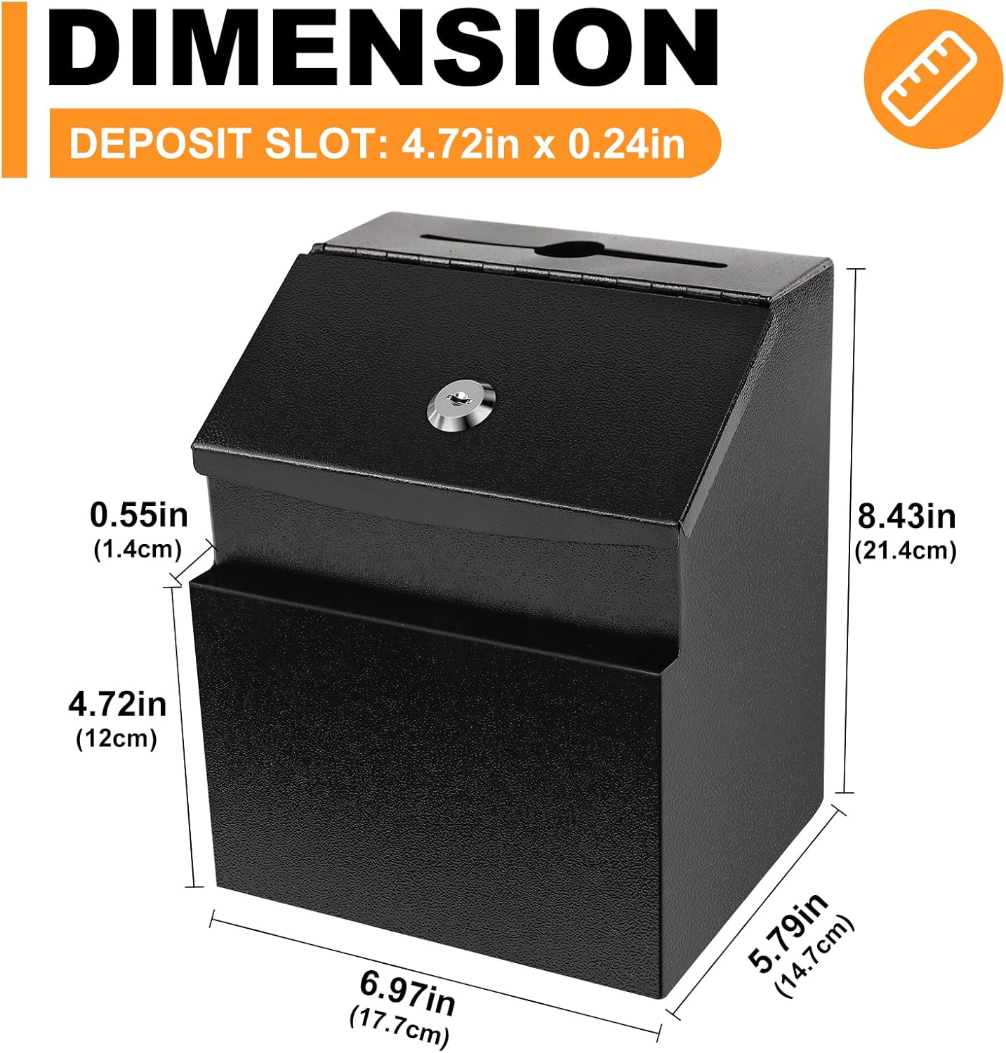 Suggestion Box with Slot and Lock Metal 8.4 x 5.8 x 7.0 inch Built-In Storage Compartment with Magnetic Sign Holder 50 Suggestion Cards Tip Jar Ballot Voting Prayer Comment Mailbox Teacher