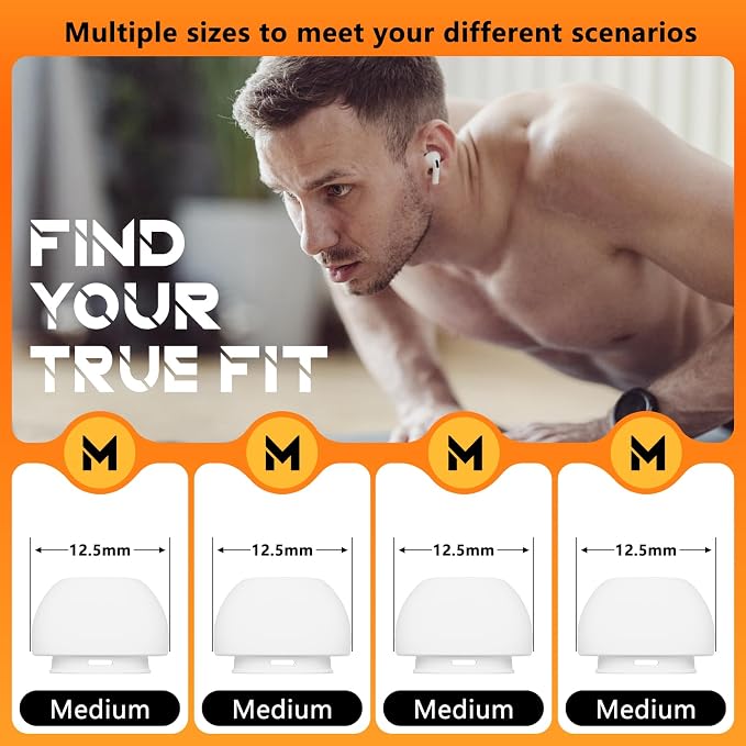 Inesore 4 Pairs Replacement Ear Tips for AirPods Pro 2nd/1st (Medium-White) | with Noise Reduction Hole & Built-in dust Guard Screen,Silicone,with Portable Storage Box & Cleaner Pen,(Medium-white)