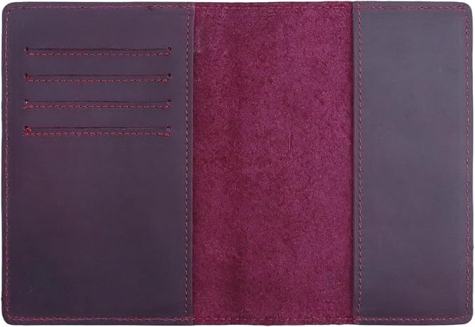 RFID Blocking Passport Holder Travel Wallet Genuine Leather Passport Case Cover Travel Document Organizer (Retro Red)
