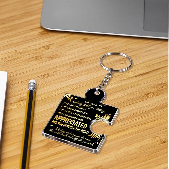 Team Appreciation Gifts Bulk Thank You Keychains for Coworkers | Gift Set for Employee, Staff, Teachers, Teamwork Puzzle Piece Keyring, Acrylic