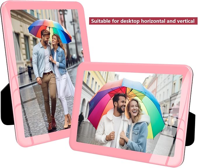 Bluesun 4×6 Pink Picture Frame, Vertical & Horizontal Wall & Tabletop | 4× 6 Photo Frame Pink with Tempered Glass & Rounded Corners, 6x 4 Frames for Kids, Living Room Bedroom Hallway Office