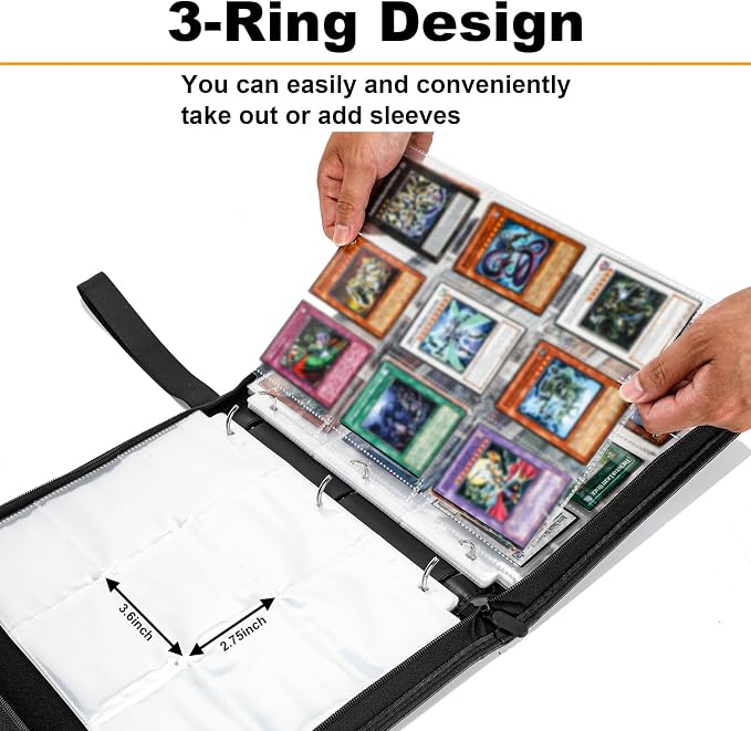 990 Large Capacity Card Binder For Yugioh trade Cards,9-Pocket Card Holder with 55 Sleeves Folder Compatible with Yu-Gi-Oh Cards.