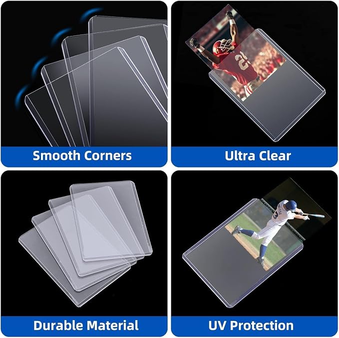 200 Pack Card Sleeves Hard Plastic, Arjiekwei 3"X4" Baseball Cards Protectors Plastic, Premium Card Holder for Trading Sports Baseball Football Game Cards (100 Hard + 100 Soft)