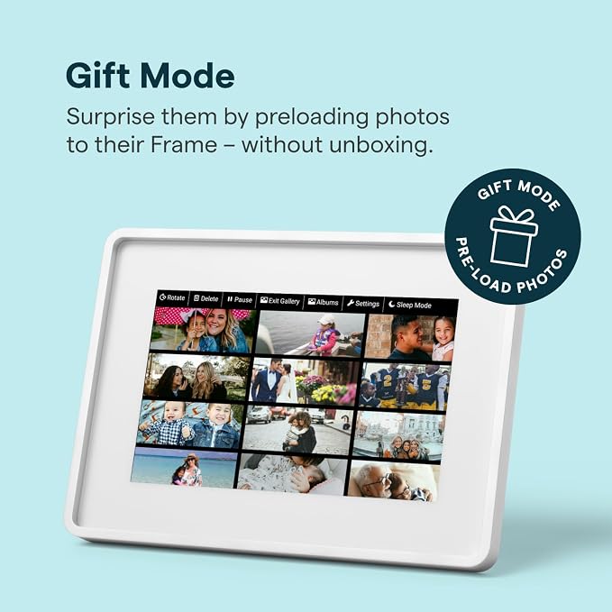 Skylight Digital Picture Frame 2 – 10" Full HD Wi-Fi Touch Screen, 16GB Digital Photo Frame, Load Photos & Videos Directly from Phone, Anti-Glare – Personalized Gifting, Silver