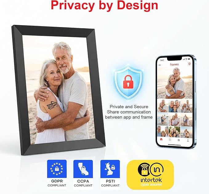 Frameo 10.1 Inch WiFi Digital Picture Frame, Digital Photo Frame with 1280x800 HD IPS Touch Screen, Auto-Rotate, Wall Mountable, Easy Setup to Share Moments Instantly via Frameo App, Gifts for Mom