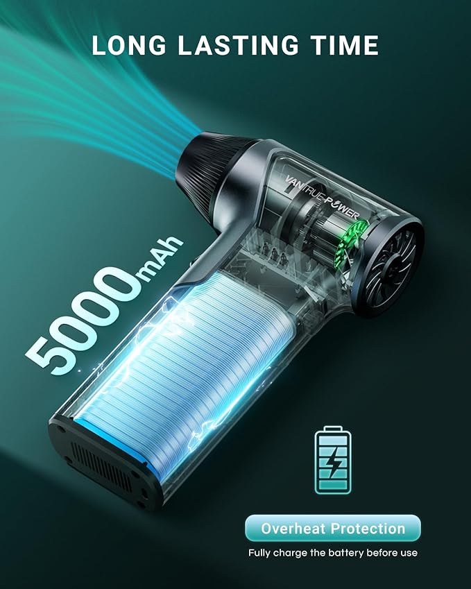 T150 Compressed Air Duster 110000RPM Super Power Air Duster, 3-Gear Adjustable Mini Blower with Fast Charging, Dust Blower for Computer, Keyboard, House, Outdoor,AC,PC and Car