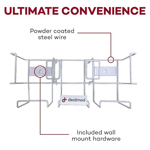 Dealmed Triple Wall Mount Glove Box Holder - Horizontal Steel Dispenser | 3-Unit Capacity, Powder Coated Wire, Fits Standard Exam Sizes, Open Visibility Design, Countertop Or Surface Use